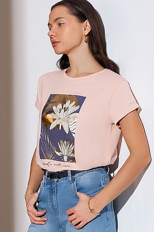 VILATTE Свободная футболка с принтом из премиального хлопка с эластаном #1229913