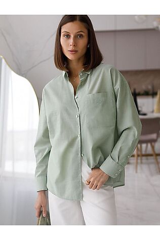 VILATTE Блузка свободная с карманом из хлопка #1230644