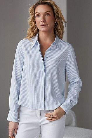 VILATTE Укороченная блузка в полоску из эластичного хлопка #1230649