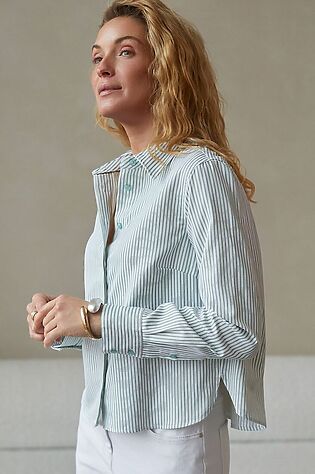VILATTE Укороченная блузка в полоску из эластичного хлопка #1230650