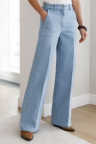 VILATTE Прямые джинсы трубы со стрелками из эластичного денима #1230656