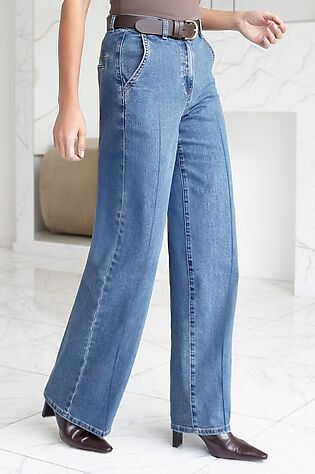 VILATTE Прямые джинсы трубы со стрелками из эластичного денима #1230657