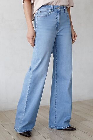 VILATTE Джинсы трубы с декоративной стиркой из эластичного облегченного денима #1230666