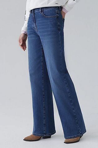 VILATTE Джинсы трубы с декоративной стиркой из эластичного облегченного денима #1230668