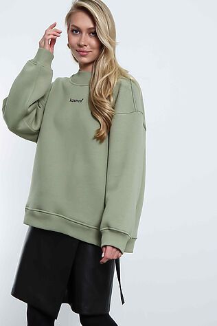 KOSMOS Свитшот женский оверсайз с начесом Олива #1231114
