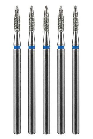 KRISTALLER Manita Professional Фреза алмазная пламя острое для аппаратного маникюра 866.104.243.080.018 ФАП-1.8-8С, синяя насечка, ø 1,8 мм, 5 шт. #1231183