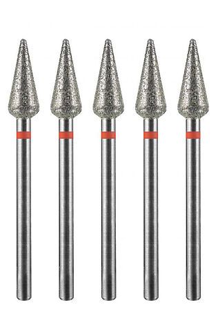 KRISTALLER Manita Professional Фреза алмазная капля большая для аппаратного маникюра 856.104.260.125.050 ФАК-5,0 12,5М, красная насечка, ø 5,0 мм, 5 шт. #1231189