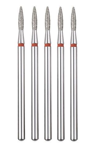 KRISTALLER Manita Professional Фреза алмазная пламя острое для аппаратного маникюра 856.104.243.080.018 ФАП-1.8-8М, красная насечка, ø 1,8 мм, 5 шт. #1231194