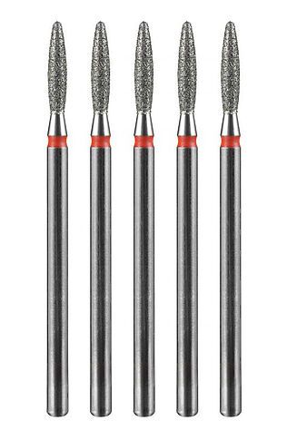 KRISTALLER Manita Professional Фреза алмазная пламя тупое для аппаратного маникюра 856.104.244.100.021 ФАПЗ-2,1 10М, красная насечка, ø 2,1 мм, 5 шт. #1231196