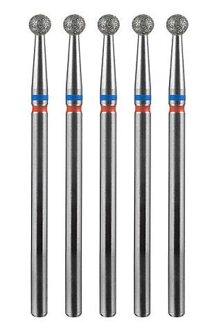 KRISTALLER Manita Professional Фреза алмазная шар для аппаратного маникюра 866.104.001.031.035 ФАШ-3,5MC, сине-красные насечки, ø 3,5 мм, 5 шт. #1231200