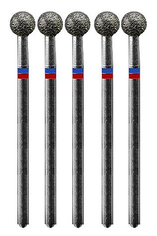 KRISTALLER Manita Professional Фреза алмазная шар для аппаратного маникюра 866.104.001.048.050 ФАШ-5,0MC, сине-красные насечки, ø 5 мм, 5 шт. #1231201