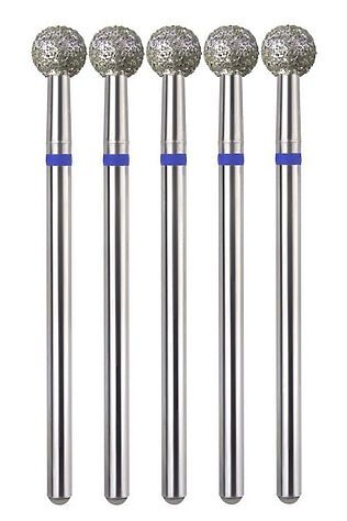 KRISTALLER Manita Professional Фреза алмазная шар для аппаратного маникюра 866.104.001.048.050 ФАШ-5C, синяя насечка, ø 5 мм, 5 шт. #1231202