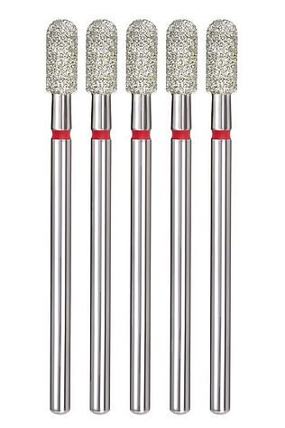 KRISTALLER Manita Professional Фреза алмазная цилиндр закругленный для аппаратного маникюра 856.104.141.080.035 ФАЦС-3.5-8М, красная насечка, ø 3,5 мм, 5 шт. #1231203