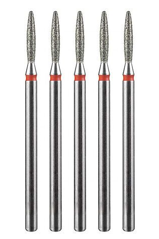 KRISTALLER Manita Professional Фреза алмазная пламя тупое для аппаратного маникюра 856.104.244.100.018 ФАПЗ-1.8-10М, красная насечка, ø 1,8 мм, 5 шт. #1231204