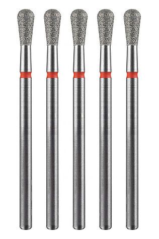 KRISTALLER Manita Professional Фреза алмазная груша для аппаратного маникюра 856.104.237.070.033 ФАОКС-3.3-7 М, красная насечка, ø 3,3 мм, 5 шт. #1231208