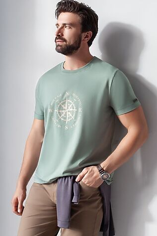 VILATTE Футболка базовая полуприлегающая из премиального хлопка с принтом #1232276