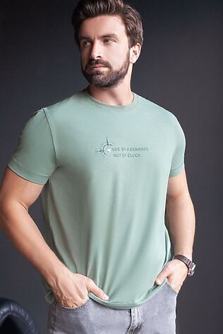 VILATTE Футболка базовая полуприлегающая из премиального хлопка с принтом #1232277