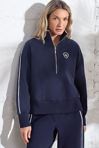 VILATTE Джемпер с воротом на молнии и лампасами из футера двухнитки с эластаном #1232415