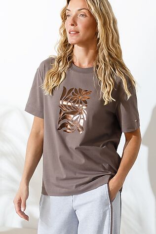 VILATTE Свободная футболка с принтом из премиального хлопка с эластаном #1232428