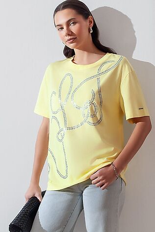 VILATTE Свободная футболка с принтом из премиального хлопка с эластаном #1232429