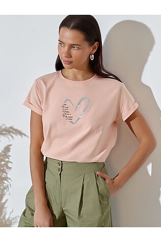 VILATTE Свободная футболка с принтом из премиального хлопка с эластаном #1232435