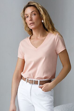 VILATTE Базовая футболка из премиального хлопка с V образным вырезом #1232455