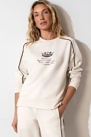 VILATTE Свитшот с лампасами и разрезами из эластичного футера двухнитки без начеса #1232458