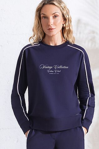 VILATTE Свитшот с лампасами и разрезами из эластичного футера двухнитки без начеса #1232459