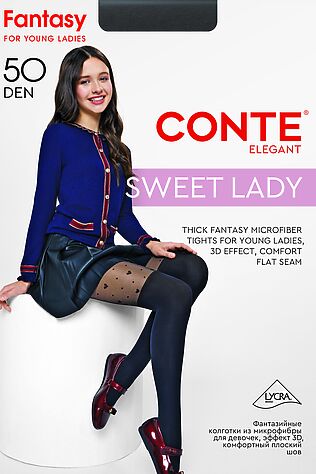 CONTE ELEGANT CONTE Колготки с сердечками и имитацией гольфинов SWEET LADY #1234304