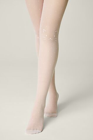 CONTE ELEGANT CONTE Колготки в точку с рисунком «кот» KATIE #1234307