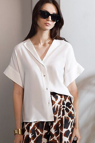VILATTE Блузка с коротким рукавом из вискозы с лиоцеллом #1235544