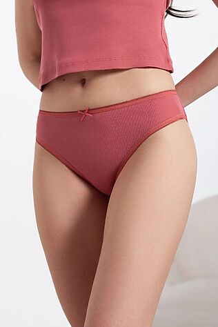 VILATTE Трусы слипы со средней посадкой из фактурного трикотажа в рубчик #1237653