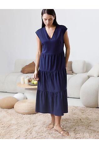 VILATTE Ярусное платье А силуэта с V вырезом из 100% премиального хлопка #1237662