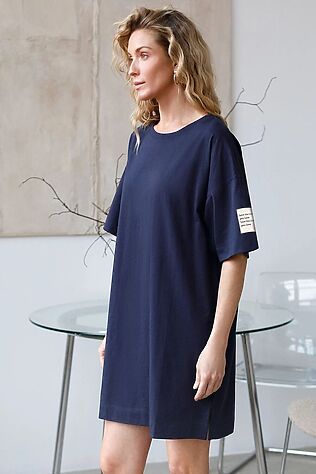 VILATTE Свободное платье-футболка с разрезами и принтом из 100% хлопка #1237665