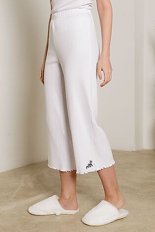 VILATTE Прямые брюки с поясом на резинке из фактурного трикотажа в рубчик #1237677