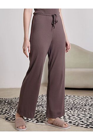 VILATTE Прямые брюки с поясом на резинке из фактурного трикотажа в рубчик #1237681