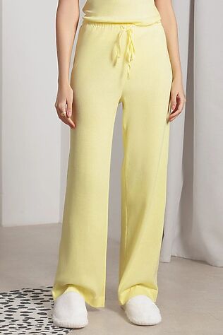 VILATTE Прямые брюки с поясом на резинке из фактурного трикотажа в рубчик #1237682