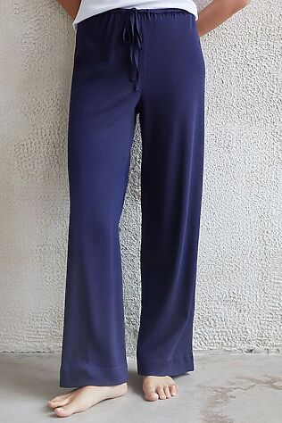 VILATTE Прямые брюки с поясом на резинке из фактурного трикотажа в рубчик #1237684