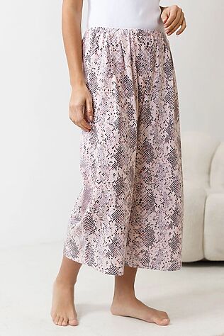 VILATTE Укороченные широкие брюки кюлоты c принтом на резинке из 100% хлопка #1237686