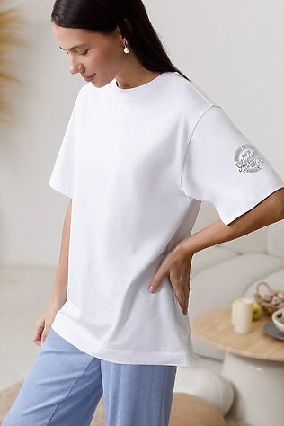 VILATTE Футболка оверсайз с принтом из премиального 100% хлопка #1237723