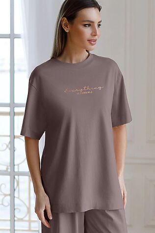 VILATTE Футболка оверсайз с принтом из премиального 100% хлопка #1237725