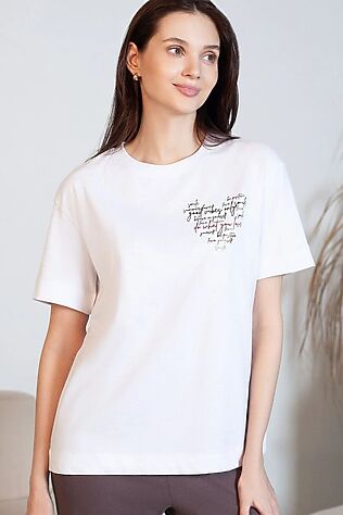 VILATTE Футболка с принтом свободная из премиального 100% хлопка #1237729