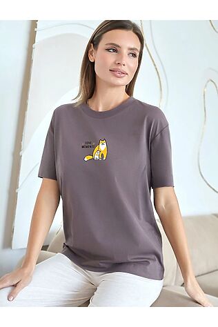 VILATTE Футболка с принтом свободная из премиального 100% хлопка #1237735