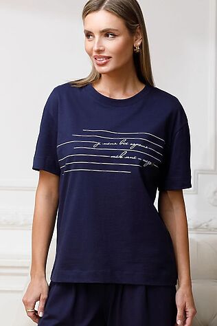 VILATTE Футболка с принтом свободная из премиального 100% хлопка #1237739