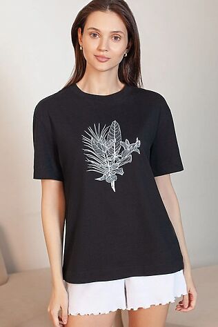 VILATTE Футболка с принтом свободная из премиального 100% хлопка #1237742