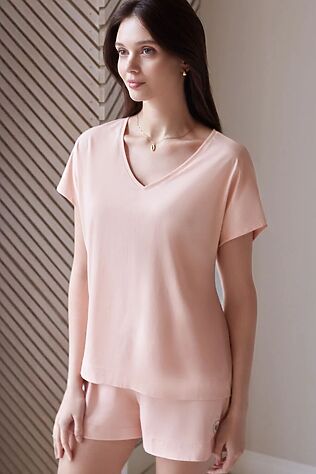 VILATTE Свободная футболка с V-вырезом и цельнокроеным рукавом из 100% хлопка #1237745
