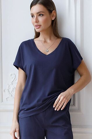 VILATTE Свободная футболка с V-вырезом и цельнокроеным рукавом из 100% хлопка #1237746