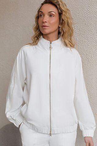 VILATTE Свободный бомбер с лампасами на молнии из петельчатого футера двухнитки с эластаном #1237965