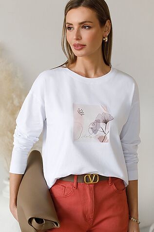 VILATTE Лонгслив из премиального хлопка с эластаном #1237973