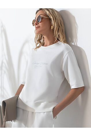 VILATTE Футболка свободная с принтом из футера двухнитки с эластаном #1237979